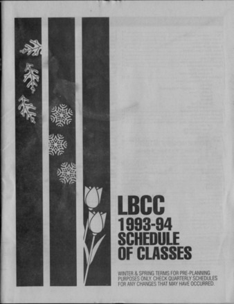1993-1994 Schedule of Classes la vignette