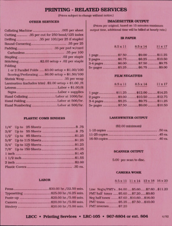 Printing Services Price Lists Miniaturansicht