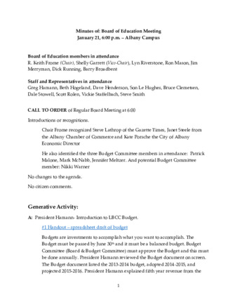 Board of Education Minutes 1-21-15 Miniaturansicht