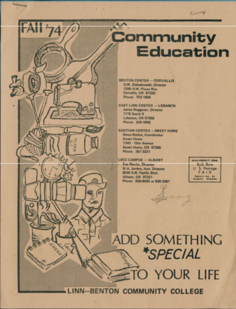 Fall Term 1974 Community Education Class Schedule la vignette