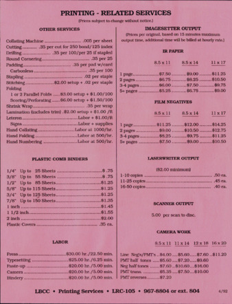 Printing Services Price Lists Miniatura