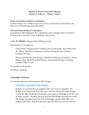 Board of Education Minutes 1-21-15 la vignette