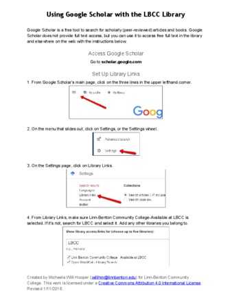 Using Google Scholar with the LBCC Library miniatura